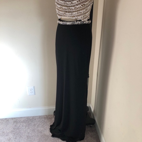 Beaded and Pearl Prom 2piece Dress - Picture 5 of 11